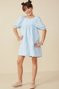 Girls Ruffled Mesh Square Neck Dress