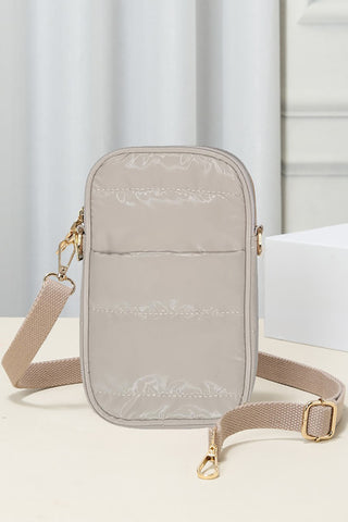 Puffer Rectangle Crossbody Bag in Glossy-Beige - Lulu Bella Boutique