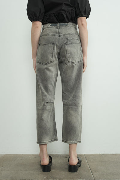 Barrel Denim Pants with Eyelet Waist