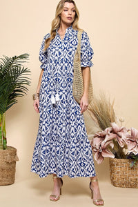 Half Sleeve Printed Maxi Dress