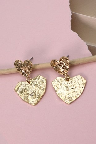 Hammered Double Heart Earrings