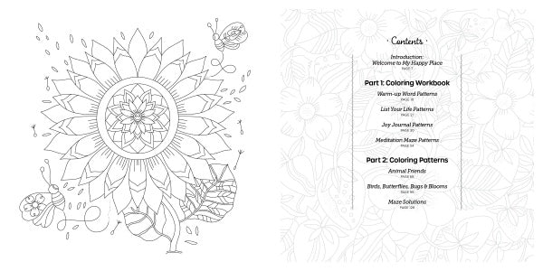 Happy Place Coloring Book : Adult Coloring Book for Relaxation and Stress Relief - Lulu Bella Boutique