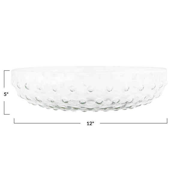 4-1/2 Quart Recycled Glass Hobnail Serving Bowl