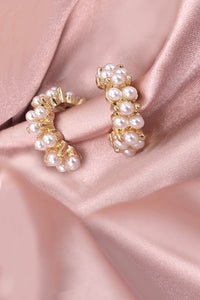 Huggie Pearl Hoops