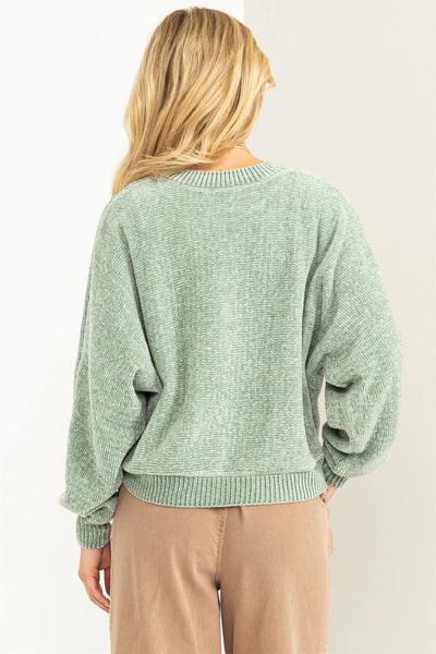 Drop Shoulder Cozy Sweater in Iceberg Green - Lulu Bella Boutique