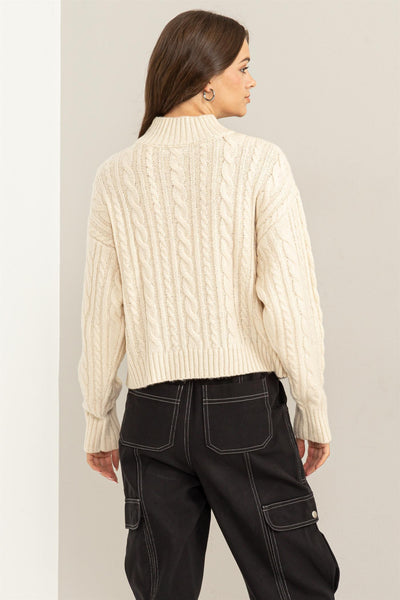 Flawless Cable Knit Sweater in Ivory