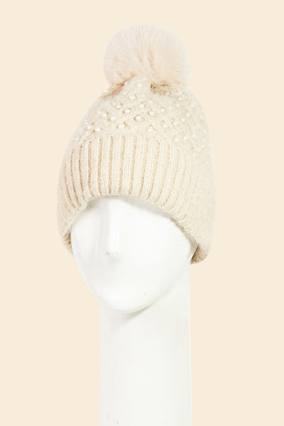 Pearl Pom Beanie