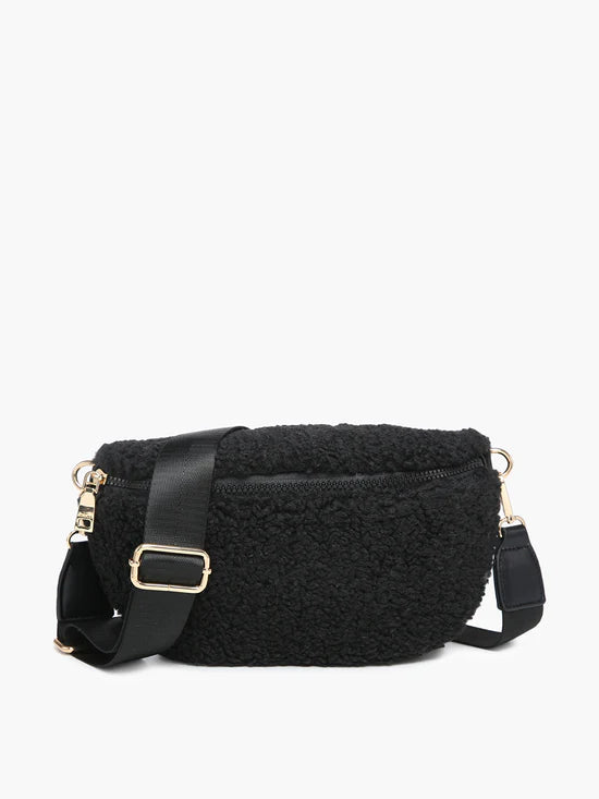 Jesslyn Sherpa Belt Bag in Black - Lulu Bella Boutique