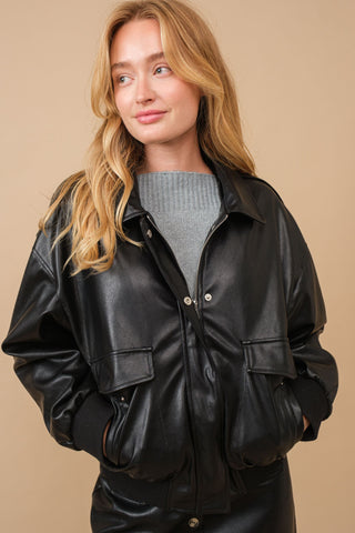 Jodana Leather Bomber Jacket