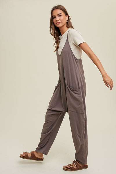 Washed Oversized Knit Jumpsuit