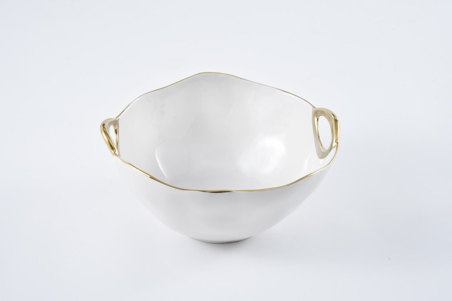 Large Round Gold Rimmed Bowl