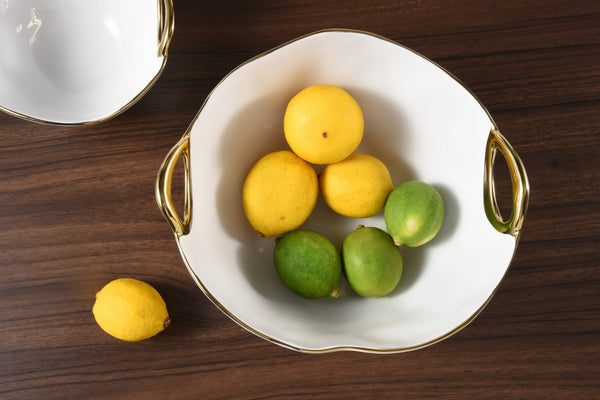 Large Round Gold Rimmed Bowl