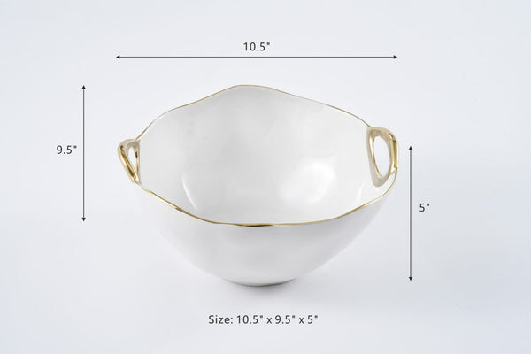 Large Round Gold Rimmed Bowl