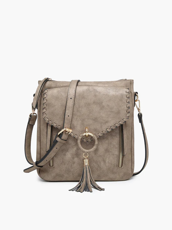 Layla Faux Suede Crossbody in Chocolate - Lulu Bella Boutique