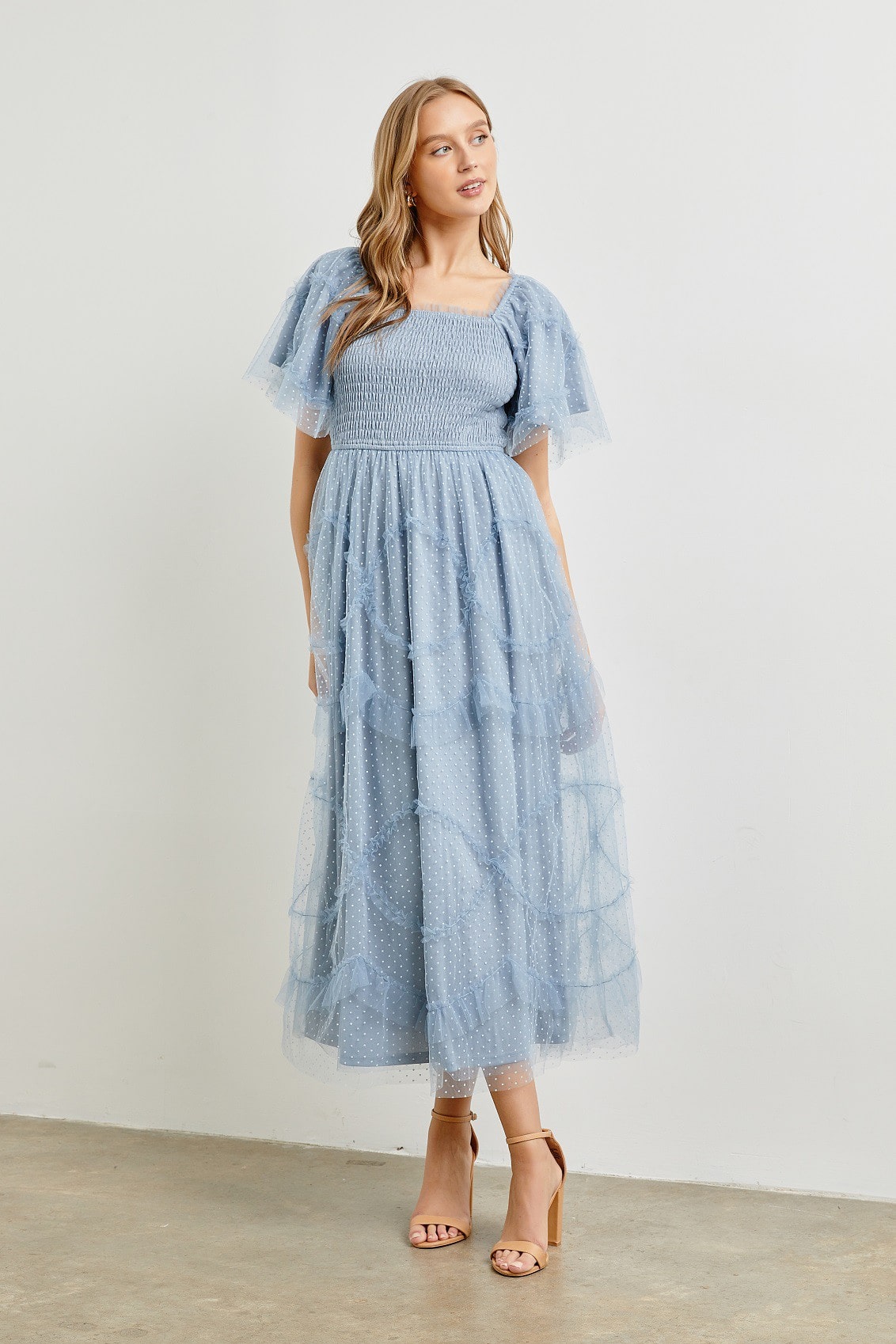 Ruffle Detail Long Dress