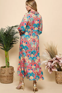 Long Sleeve Printed Maxi Dress