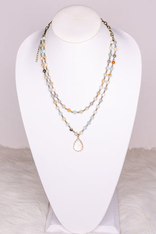 Lourdes Necklace with Amazonite - Lulu Bella Boutique