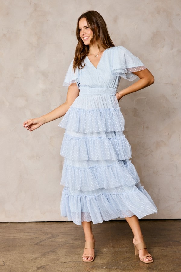 This Mesh Tiered Dress is way more than your usual look! It's got the perfect balance of texture with its allover mesh dot fabric, plus short sleeves and a vintage-inspired surplice neckline. Not to mention the playful ruffle tiers, smock details, and lining for a cool, relaxed fit that takes your look to the next level. 