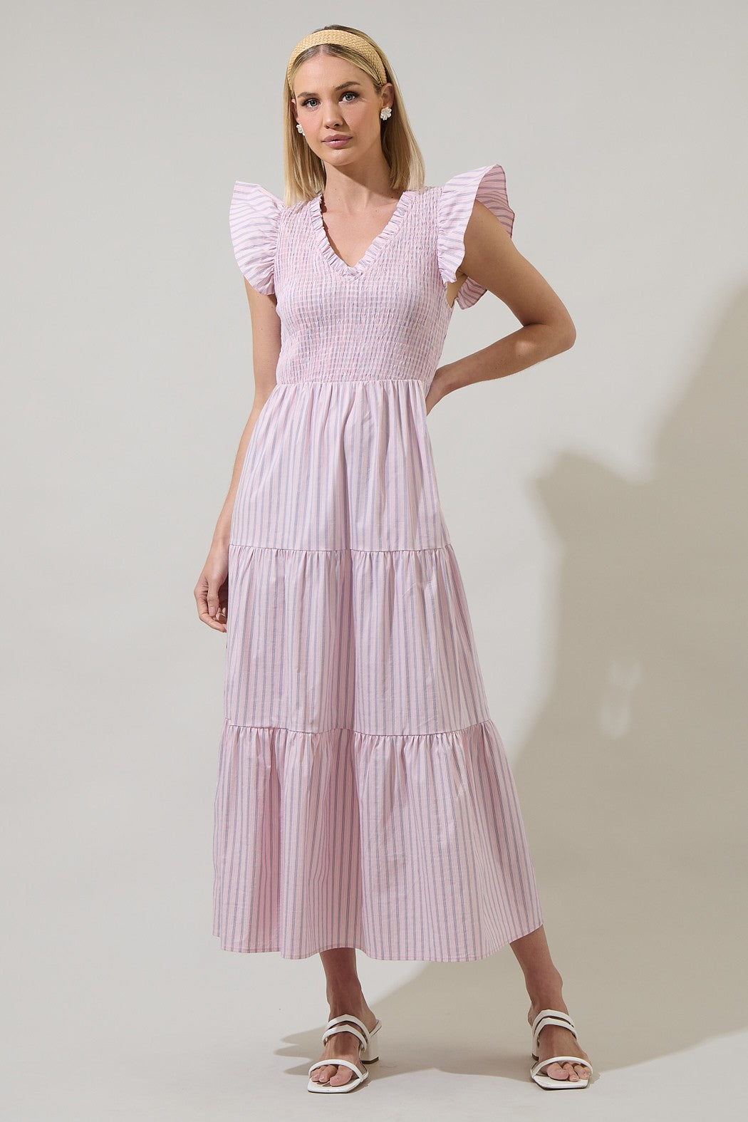 Lula Striped Tiered Midi Dress - Lulu Bella Boutique