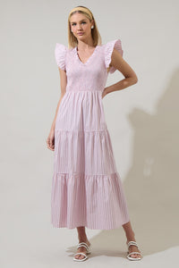 Lula Striped Tiered Midi Dress - Lulu Bella Boutique