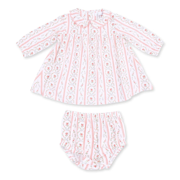 Marnie Rosebud Stripe  Long Sleeve Petal Collar Dress and Bloomer
