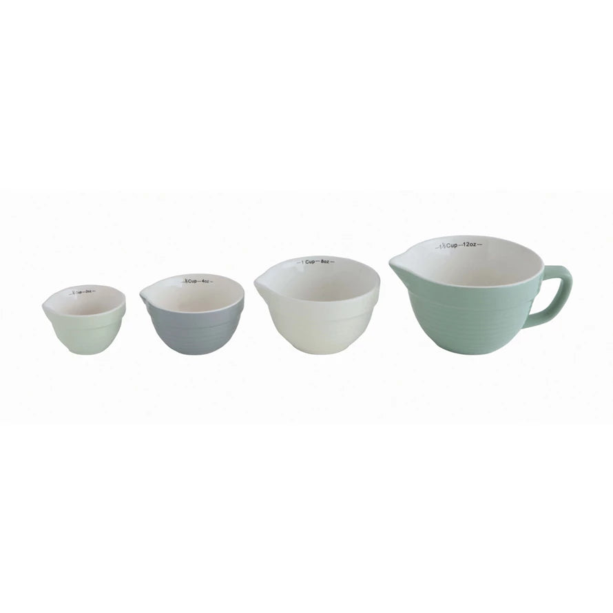 Stoneware Batter Bowl Measuring Cups, Set of 4