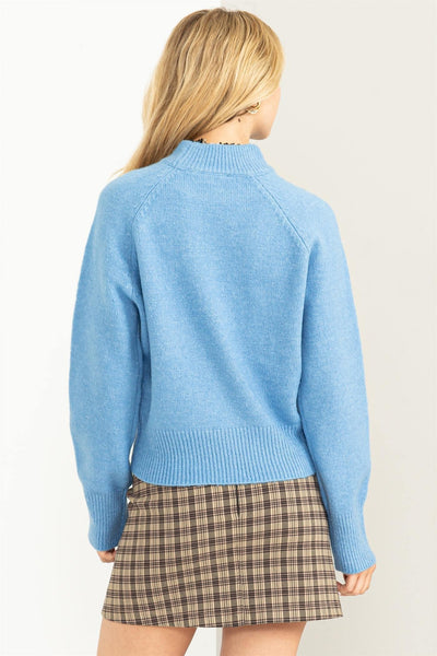 High Neck Raglan Sleeve Sweater