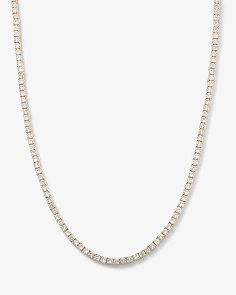 Heiress Tennis Necklace Gold|White Diamondettes