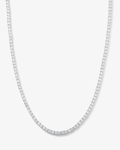 Heiress Tennis Necklace Silver|White Diamondettes