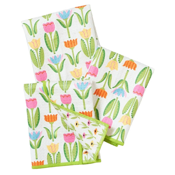 Mighty Mini Towel (Set of 3) Reversible - Mary Engelbreit Tulips - Lulu Bella Boutique