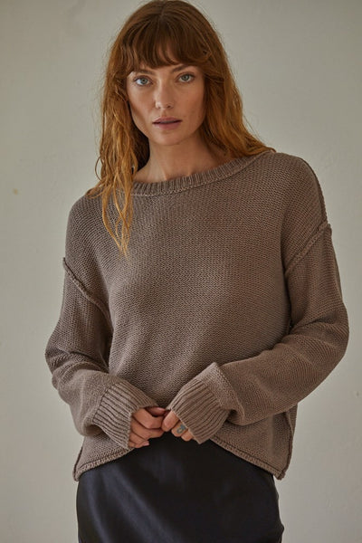 Reverse Hem Sweater in Mocha