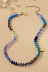 Colorful Beaded Necklace with Coin Charm