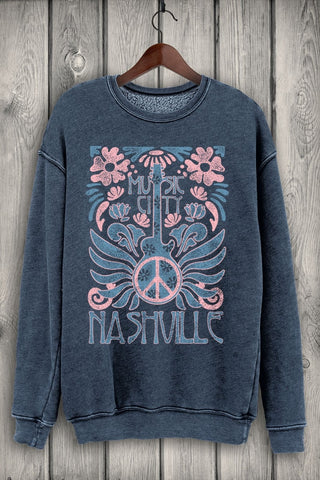 Nashville Music City Graphic Sweatshirt in Navy