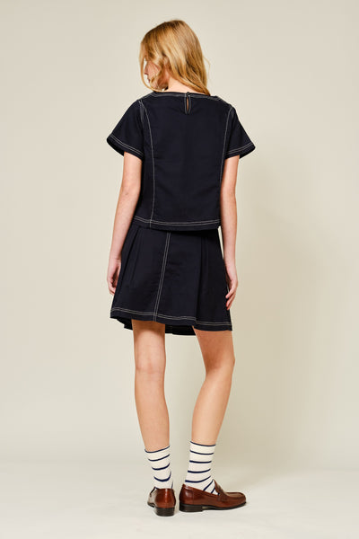 Super Stretch A Line Boat Neck Cotton Top - Lulu Bella Boutique