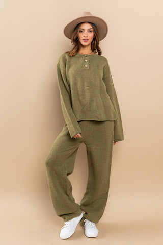 Sweater Lounge Set in Olive