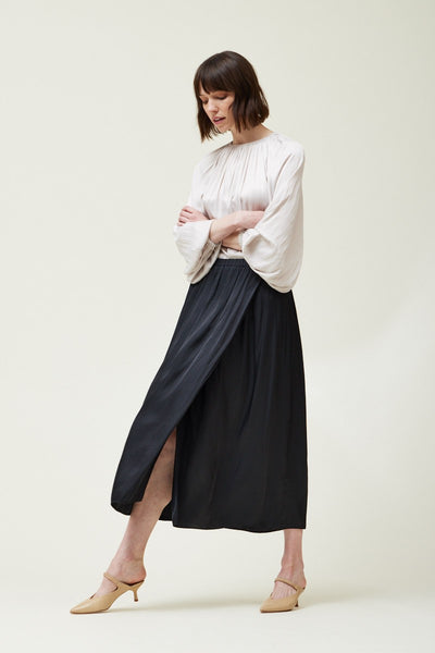 Overlap Satin Skirt