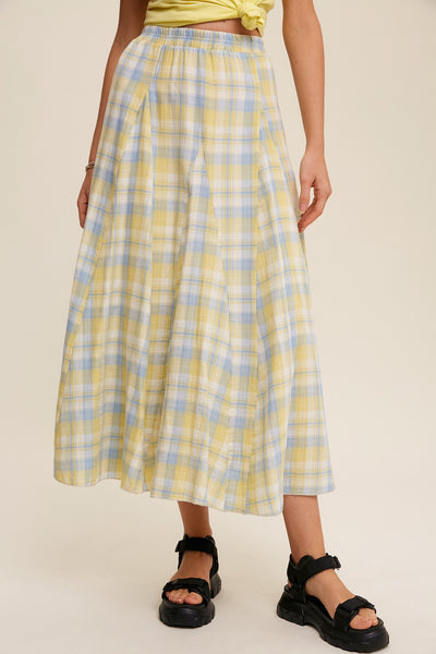 Pastel Plaid Maxi Skirt - Lulu Bella Boutique