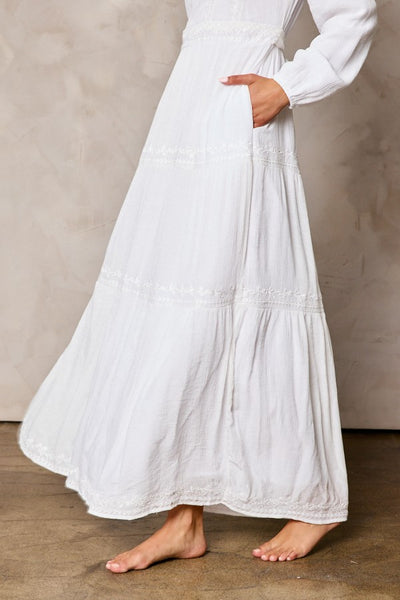 Petite Embroidered White Dress