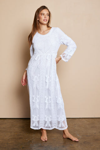 Petite Embroidered Lace Maxi Dress