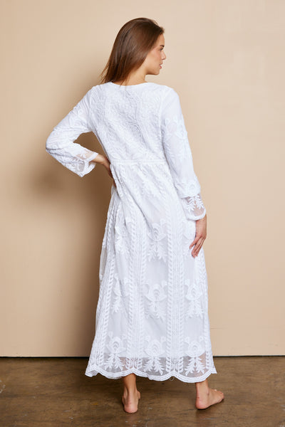 Petite Embroidered Lace Maxi Dress