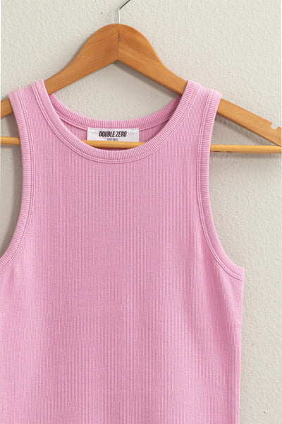 Round Neck Ribbed Tank Top