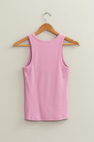 Round Neck Ribbed Tank Top