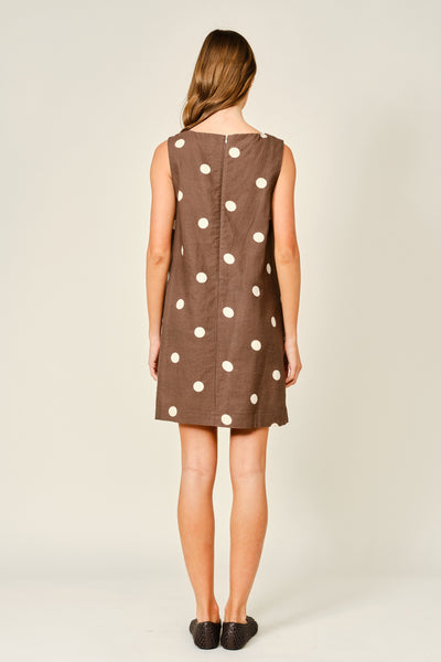 Soft Linen Polka Dot Sleeveless Mini Dress