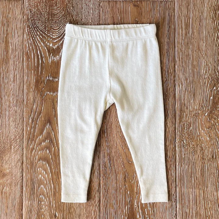 Pointelle Stretch Knit Baby Leggings Pants (Organic Cotton)