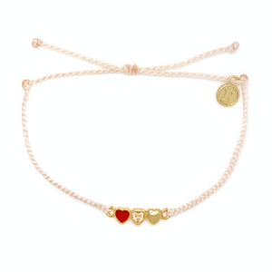 Red Cross Three Hearts Charm Bracelet