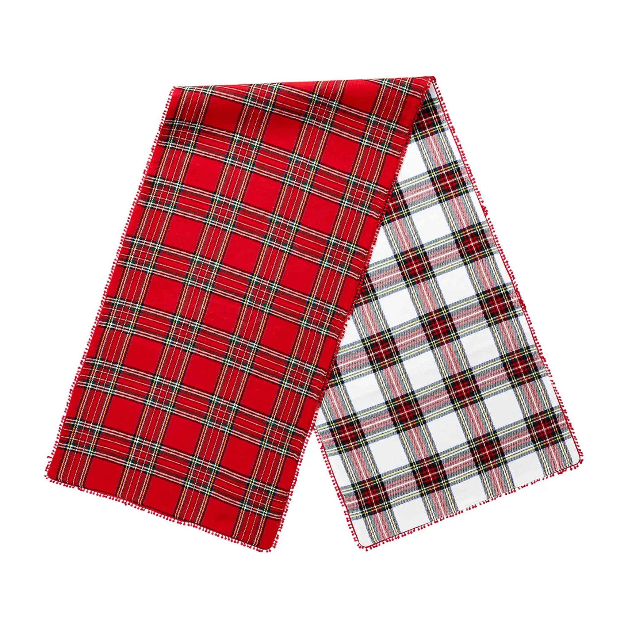 Reverse Pom Pom Tartan Runner