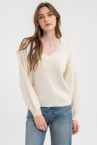 Exposed Seam V-neck Sweater