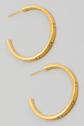 Circle Rhinestone Studded Hoops