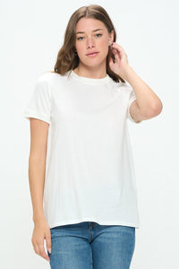 Ribbed Detail Round Neck Tee - Lulu Bella Boutique