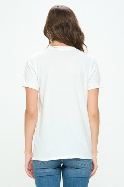 Ribbed Detail Round Neck Tee - Lulu Bella Boutique